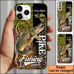 Maxcorners Pike Fishing Jungle Camo Personalized Name Phone Case LM1812