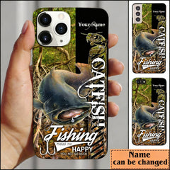 Maxcorners Catfish Fishing Jungle Camo Personalized Name Phone Case LM1812