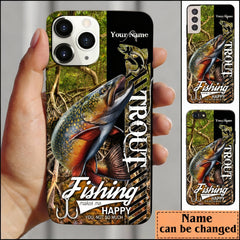 Maxcorners Trout Fishing Jungle Camo Personalized Name Phone Case LM1812