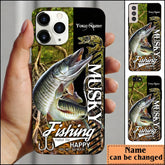 Maxcorners Musky Fishing Jungle Camo Personalized Name Phone Case LM1812