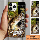 Maxcorners Walleye Fishing Jungle Camo Personalized Name Phone Case LM1812