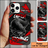 Maxcorners Catfish Fishing Red Gray Spinning Pattern Personalized Name Phone Case LM1812