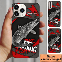Maxcorners Pike Fishing Red Gray Spinning Pattern Personalized Name Phone Case LM1812