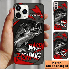Maxcorners Bass Fishing Red Gray Spinning Pattern Personalized Name Phone Case LM1812