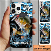 Maxcorners Walleye Fishing Blue Camo Sport Personalized Name Phone Case LM1812