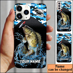 Maxcorners Crappie Fishing Blue Camo Sport Personalized Name Phone Case LM1812