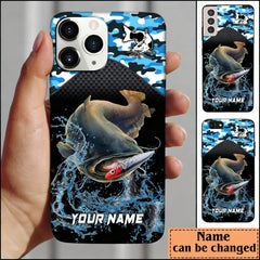 Maxcorners Catfish Fishing Blue Camo Sport Personalized Name Phone Case LM1812