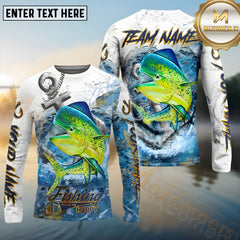 Maxcorners Mahi-Mahi Fishing Anchor Ocean Pattern Pattern Sport Jersey Personalized Name, Team Name Long Sleeve Shirt