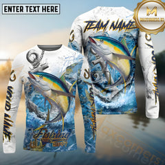 Maxcorners Tuna Fishing Anchor Ocean Pattern Pattern Sport Jersey Personalized Name, Team Name Long Sleeve Shirt