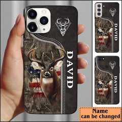 Maxcorners Zipper Deer Hunting Camo Pattern Personalized Name Phone Case LM0912