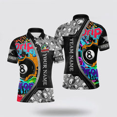 Maxcorners 8 Ball Billiard Drip And Drop Polo Shirts