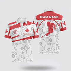 Maxcorners Billiard Canada Flag 8 Pool Player Polo Shirts