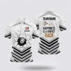 Maxcorners Happiness Is A Perfect Rack 8 Ball Billiard Sports Style Polo Shirts
