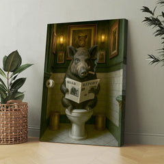 Maxcorners Funny Comical Wild Hog Poster – Smoking Boar on Toilet - Unique Rustic Gift for Hunters or Cabin Bathroom Decor
