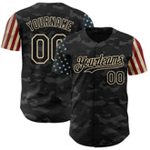 Maxcorners Custom Camo Vintage USA Flag-Cream 3D Premium Salute To Service Baseball Jersey LM0210