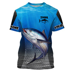 Maxcorners Tuna Fishing Blue Ocean Custom Long Sleeve Performance Fishing Shirts UV Protection Fishing Apparel LM2408