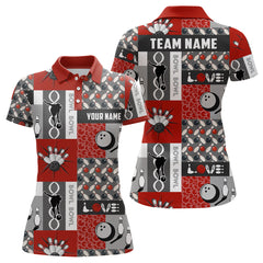 Maxcorners Personalized Bowling Shirt For Mens Custom Bowling Pattern Team Jersey Shirt | Red