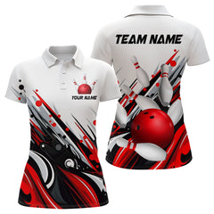 Maxcorners Bowling Shirt For Mens Custom Name Bowling Flame Lightning Team Jersey Shirt | Red