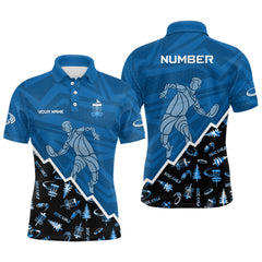 Maxcorners Pattern Color Mens Disc Golf Polo Shirt Custom Name & Number | Blue, Green, Grey MT0510