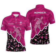 Maxcorners Pattern Color Mens Disc Golf Polo Shirt Custom Name & Number | Pink, Purple, Red MT0510