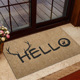 Maxcorners Hunting Rubber Doormat, Deer Hunting Forest Deer Hello Brown Pattern Welcome Doormat, Indoor Outdoor Door Mat, Home Decor