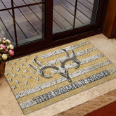 Maxcorners Personalized Hunting Rubber Doormat, Deer Hunting Deer Buck Skull US Flag Welcome Doormat, Custom Name Indoor Outdoor Door Mat, Home Decor
