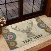 Maxcorners Personalized Hunting Rubber Doormat, Deer Hunter Hunting Bohemian Mandala Welcome Doormat, Custom Name Indoor Outdoor Door Mat, Home Decor