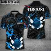 Max Corner Bowling and Pins Skull Dog Guardian Flash Pattern Multicolored Bowling jerseys Custom Name And Team 3D Polo Shirt