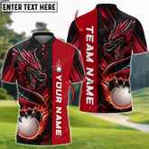 Max Corner Customized Name Water Dragon Art Fire Golf Ball Multicolor Sport Jersey Pattern Custom 3D Polo Shirt