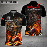Max Corner Bowling and Pins Motor Reaper Drift Flame Pattern Multicolored Bowling jerseys Custom Name And Team 3D Polo Shirt