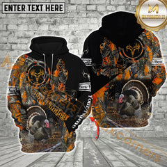 Maxcorners Turkey Hunting Orange Camo Reaper Pattern Custom Name Shirt 3D All Over Printed Clothes