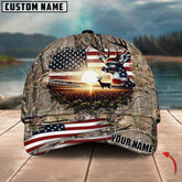 Maxcorners Deer Hunting USA Flag Sunset Personalized Cap 3D Printed Multicolor (6 colors)