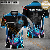 Maxcorners Bowling Ball and Pins Galaxy Sport Jersey Pattern Multicolor Option Customized Name & Team Name 3D Shirt (4 colors)
