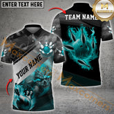 Maxcorners Bowling Ball and Pins Smoke Skull Sport Jersey Pattern Multicolor Option Customized Name & Team Name 3D Shirt (4 colors)