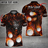 MaxCorners Fire Dragon Golf Ball Multicolor Option Customized Name And Team Name 3D Polo Shirt (4 Colors)