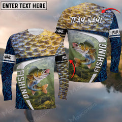 Maxcorners Walleyes Fishing Camo Fish Skin Sport Jersey Personalized Name And Team Name Long Sweat Shirt