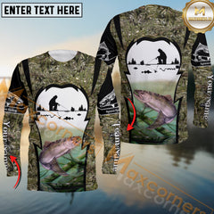 Maxcorners Salmon Fishing Skinfish Camouflage Pattern Sport Custom Name & Team Name 3D Shirts