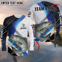 Maxcorners Striped Bass Fishing Sun Protection Black And White Pattern Personalized Name And Team Name Long Sweat Shirt