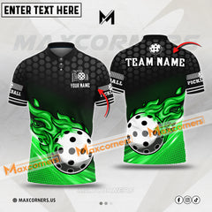 Maxcorners Pickleball Multicolor Fire Pattern Personalized Name, Team Name 3D Shirt (Copy)