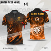Maxcorners Darts Fire Flame Dragon Multicolor Option Customized Name, Team Name 3D Polo Shirt (4 Colors)