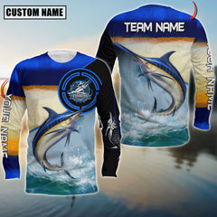 Maxcorners Marlin Fishing Skin Fishing Pattern Circle Premium Art Sport Jersey Personalized Name And Team Name Long Sweat Shirt