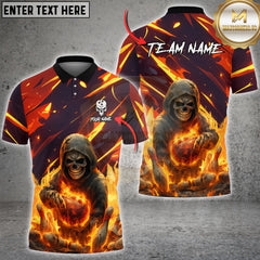 Maxcorners Bowling Fire Reaper Skull Flame Multioptions Customized Name, Team Name 3D Shirt (5 Colors)