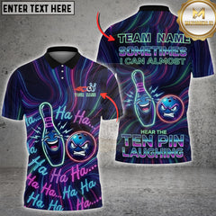 Maxcorners Bowling Neon Laughing Pin & Ball Graphic Multioptions Customized Name, Team Name 3D Shirt (5 Colors)