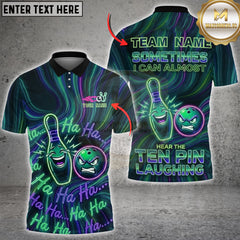Maxcorners Bowling Neon Laughing Pin & Ball Graphic Multioptions Customized Name, Team Name 3D Shirt (5 Colors)