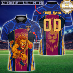 Maxcorners AFL Rugby Brisbane Lions Mascot Multioptions Customized Name, Team Name 3D Shirts