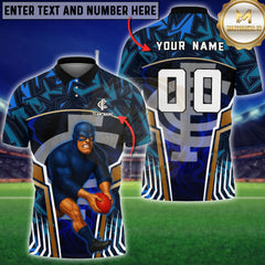 Maxcorners AFL Rugby Carlton Blues Mascot Multioptions Customized Name, Team Name 3D Shirts