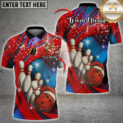 Maxcorners Christmas Bowling Jersey Vector Multioptions Customized Name, Team Name 3D Shirt (4 Colors)