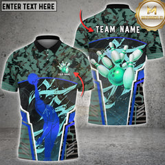 Maxcorners Bowling Gold Bowler Silhouette And Pink Pins Graphic Multioptions Customized Name, Team Name 3D Shirt (5 Colors)