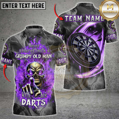 Maxcorners Grumpy Old Man With His Darts Multicolors Customized Name, Team Name 3D Shirts (4 Colors)