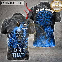 Maxcorners Flame Skull "I'd Hit That" Multicolors Customized Name, Team Name 3D Shirts (4 Colors)